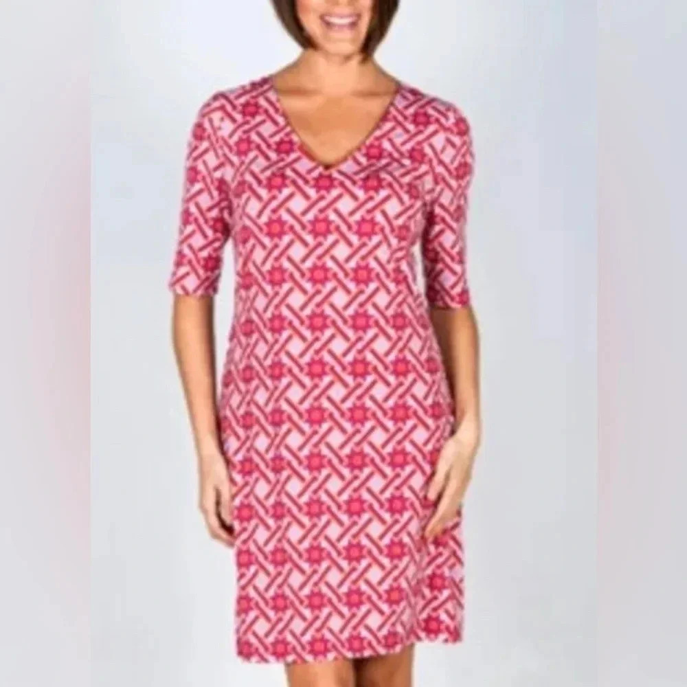 💜 Tracy Negoshian Geometric Summer Dress Sz Medium M